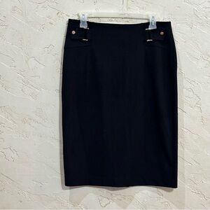 NYCC Women’s Black Pencil Skirt with Gold Accent Buckles Elastic Waist Size M